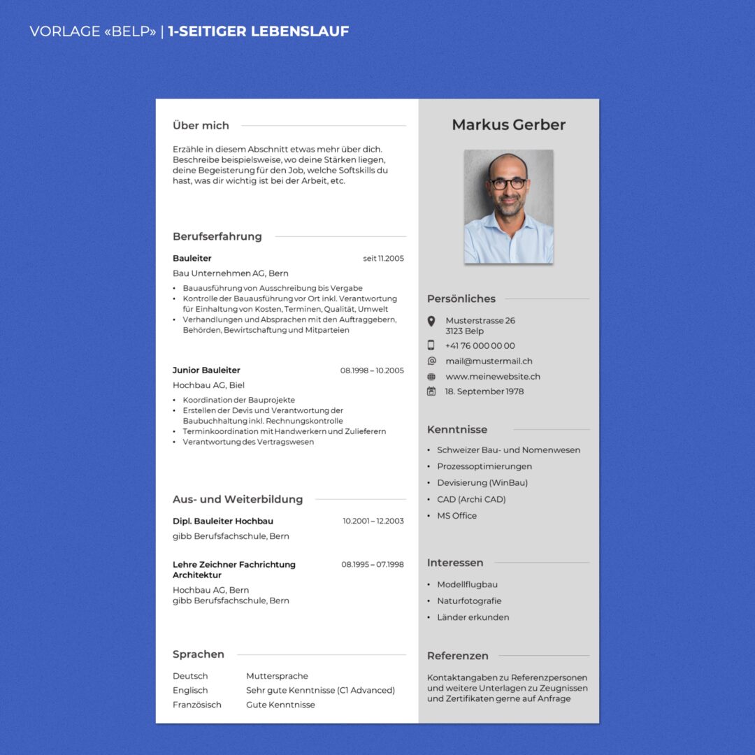 Lebenslauf Boutique - Lebenslauf Vorlage Belp - Hochformat - modern & elegant
