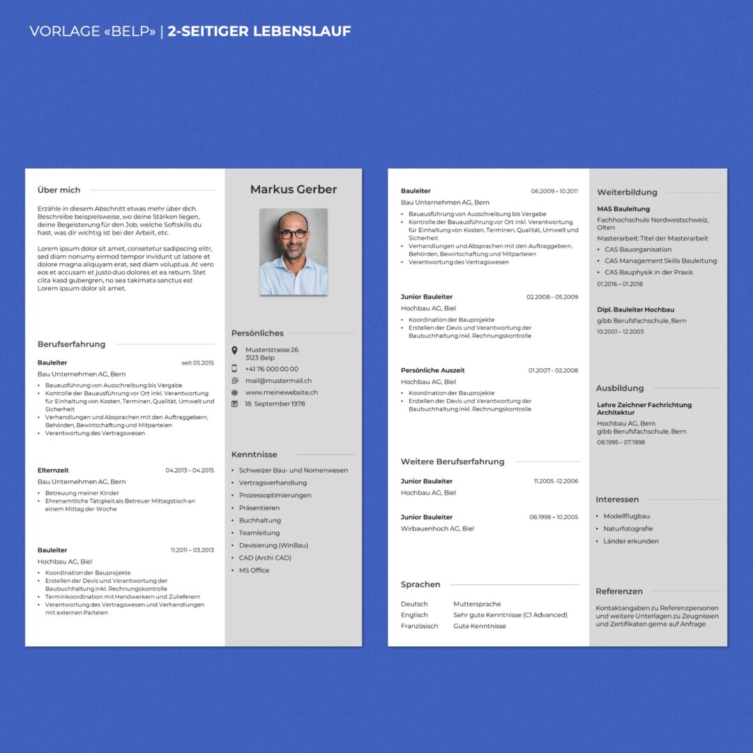 Lebenslauf Boutique - Lebenslauf Vorlage Belp - Hochformat - modern & elegant