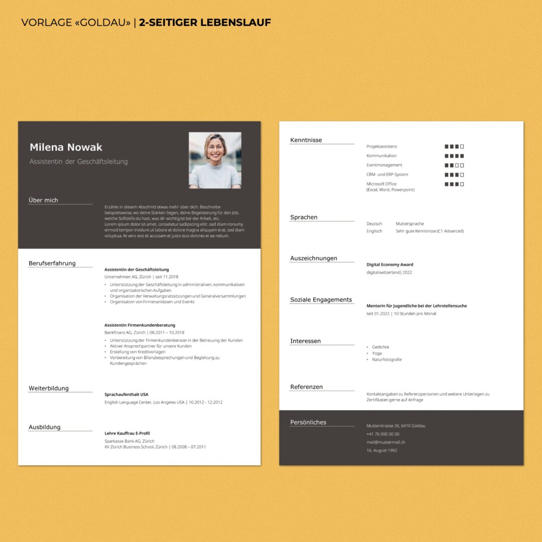 Lebenslauf Boutique - Lebenslauf Vorlage Goldau - Hochformat - modern & elegant