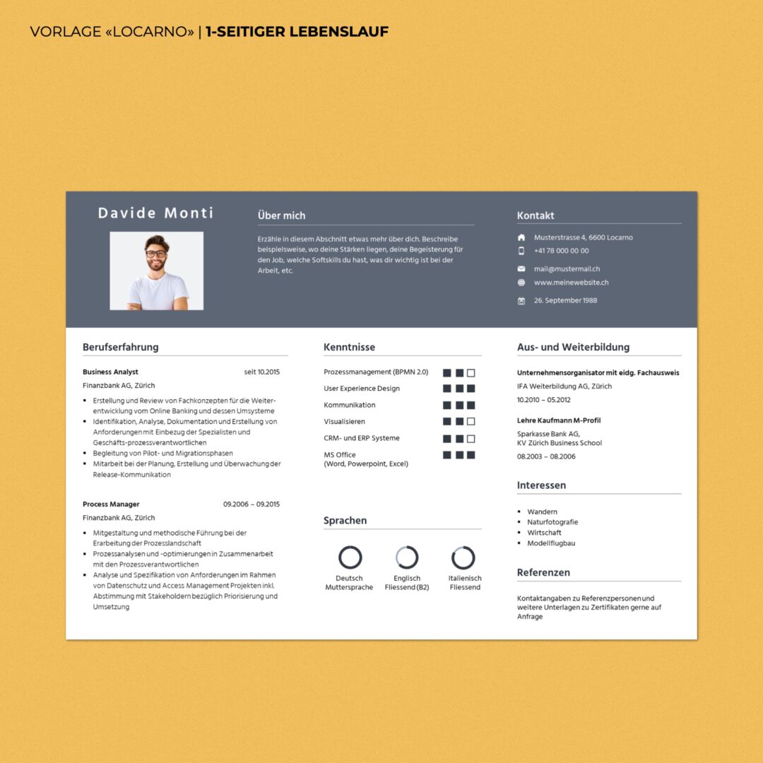 Lebenslauf Boutique - Lebenslauf Vorlage Locarno - Querformat - modern & innovativ