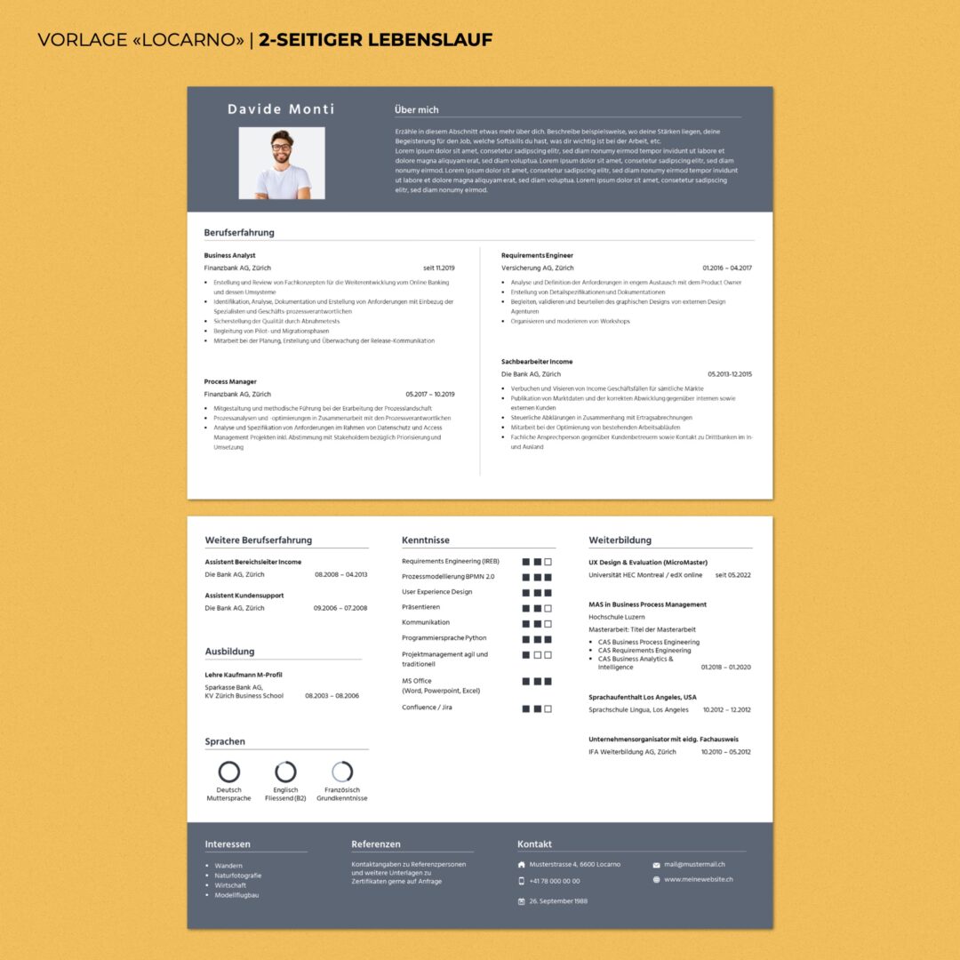 Lebenslauf Boutique - Lebenslauf Vorlage Locarno - Querformat - modern & innovativ