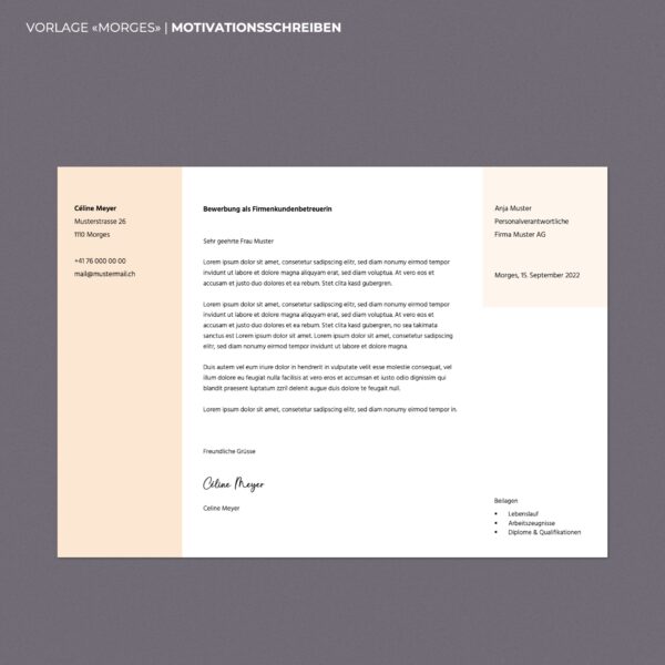 Lebenslauf Boutique - Bewerbungsschreiben Morges - Querformat - modern & innovativ