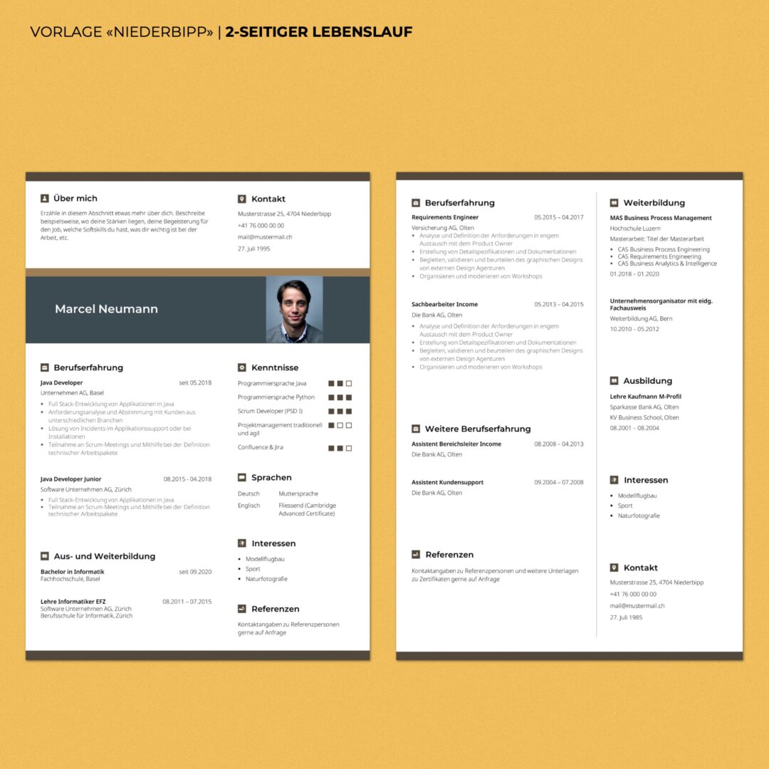 Lebenslauf Boutique - Lebenslauf Vorlage Niederbipp - Hochformat - modern & innovativ