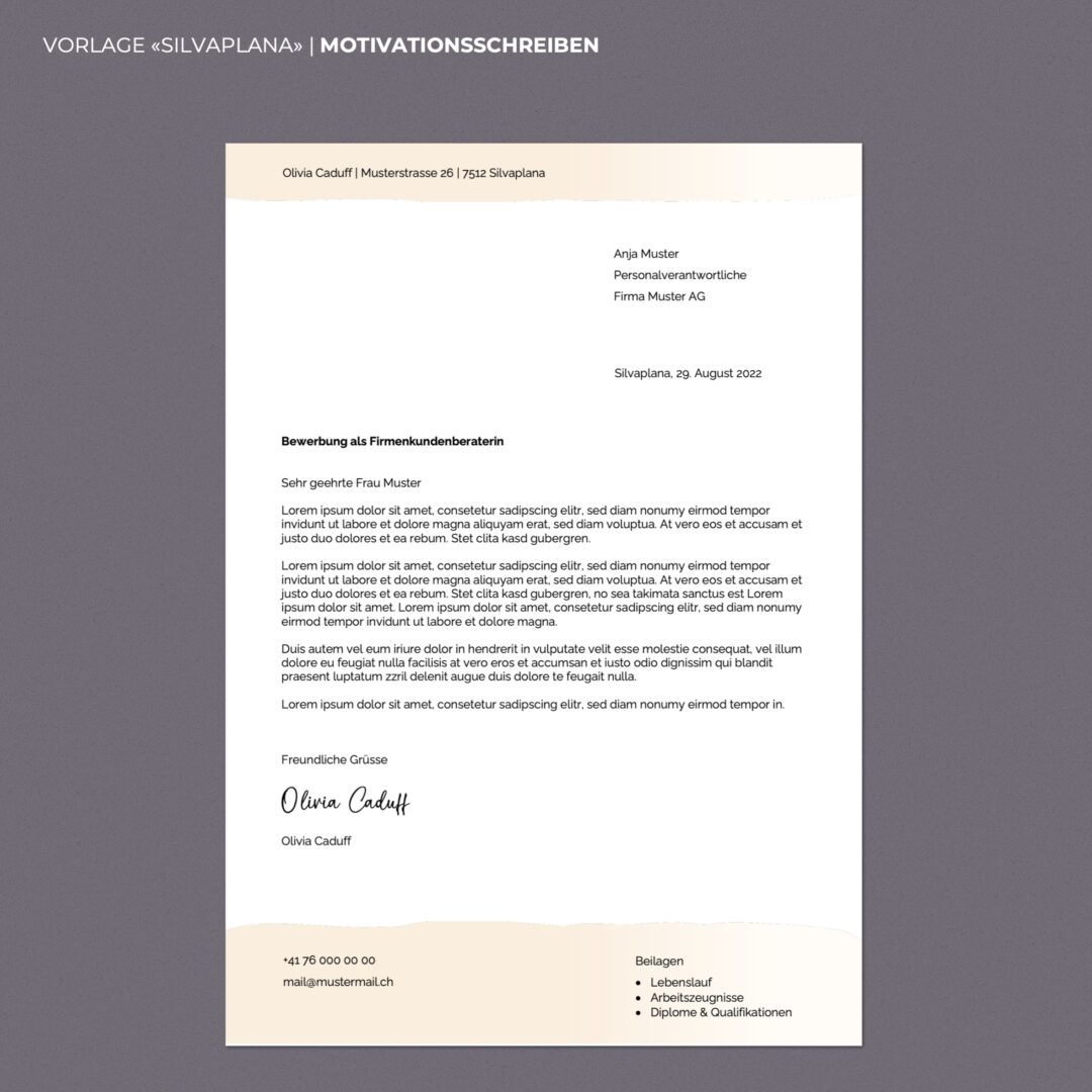 Lebenslauf Boutique - Bewerbungsschreiben Silvaplana - Hochformat - modern & innovativ