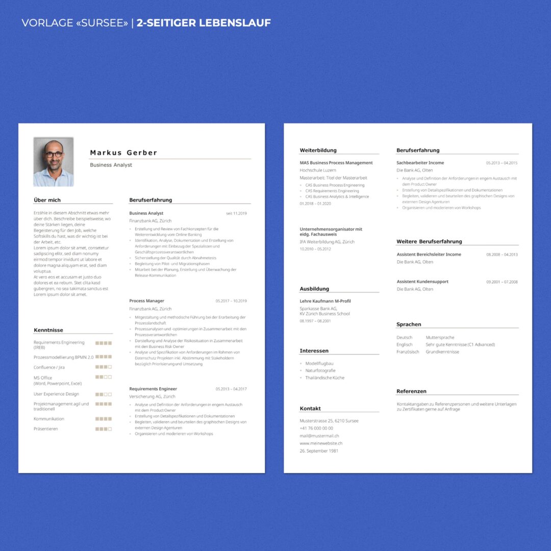 Lebenslauf Boutique - Lebenslauf Vorlage Sursee - Hochformat - modern & elegant